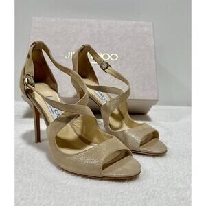 Jimmy Choo Women’s Emily Criss Cross Sand Suede Heels